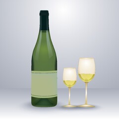 Wine bottle and glasses