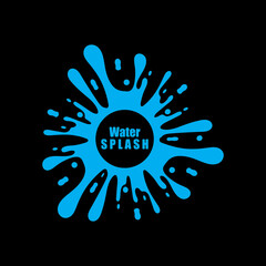 water splash blue color circle template on black  background vector