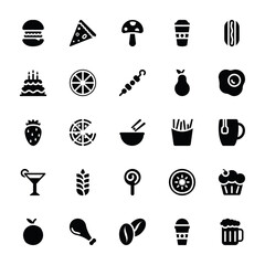 Fototapeta na wymiar Glyph Icons of Food Pack 