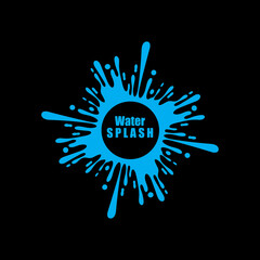 water splash blue color circle template on black  background vector