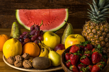 conjunto de frutas ecologicas de temporada 