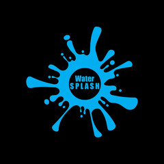 water splash blue color circle template on black  background vector