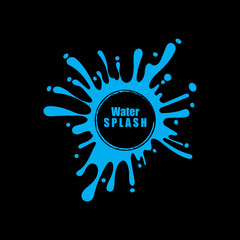 water splash blue color circle template on black  background vector