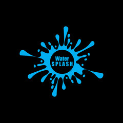water splash blue color circle template on black  background vector
