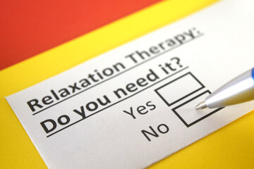 Fototapeta premium One person is answering question about relaxation therapy.