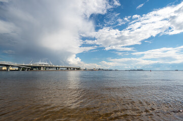 Panoramic view of Saint-Petersburg and the Finnish Gulf