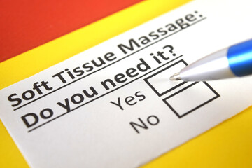 Obraz premium One person is answering question about soft tissue massage.