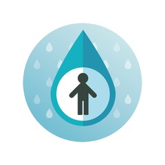 Water drop with human icon