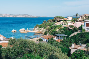 View on Porto Rafael town by the sea in Sardinia, Italy