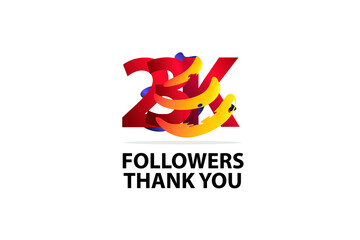 23K, 23.000 Followers Thank you logo Sign Ribbon Gold space Red and Blue, Yellow number vector illustration for social media, internet - vector