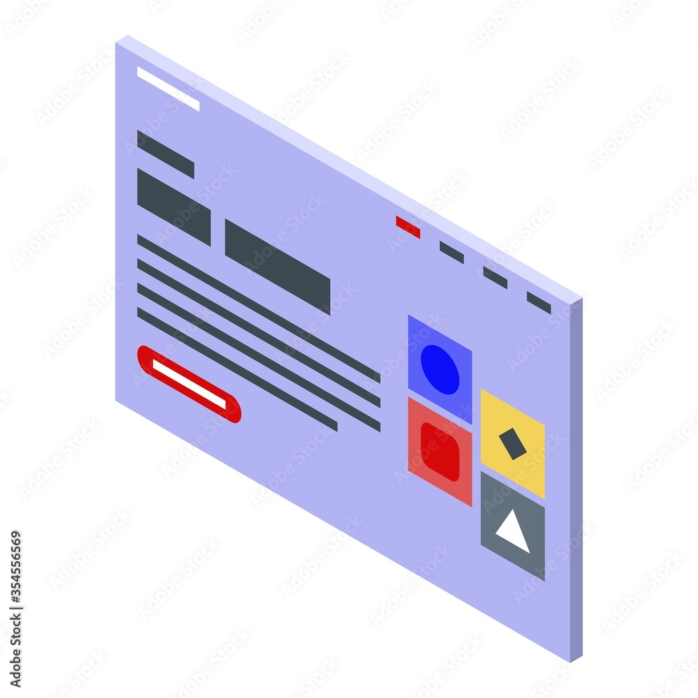 Poster Link building page icon. Isometric of link building page vector icon for web design isolated on white background