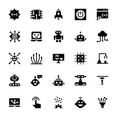 Robots and Artificial Intelligence Glyph Icons 