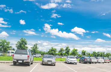 Fototapeta na wymiar Car parking in large asphalt parking lot