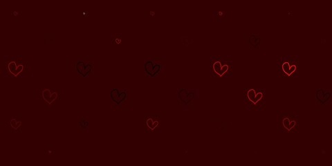 Light Red, Yellow vector background with Shining hearts.