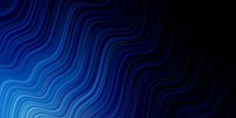 Dark BLUE vector pattern with curves. Colorful illustration with curved lines. Pattern for commercials, ads.