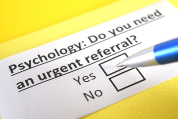 Fototapeta premium One person is answering question about psychology.