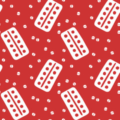 Seamless pattern with medicines, medicaments, drugs, pills and tablets. Medical pharmacy backgrounds and textures. Vector EPS10 illustration in doodle style