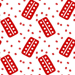 Seamless pattern with medicines, medicaments, drugs, pills and tablets. Medical pharmacy backgrounds and textures. Vector EPS10 illustration in doodle style