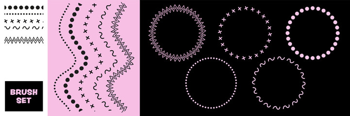 Vector geometric doodle brush with simple shapes. Great for cards, invitations, social media, sticker, marketing.