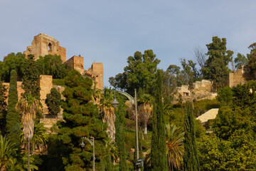 Fototapeta na wymiar Malaga, Spain, Gibralfaro Castle architecture