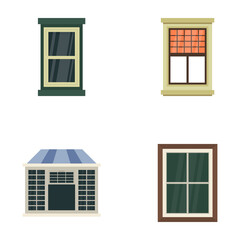 Apartment Window Flat Vector Icons 