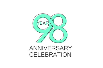 98 year Anniversary, Sleek and Clean Design, Inspired by Comic and Magazine Looks, Pastel Blue Color, Dedicated for invitation, greeting card - Vector