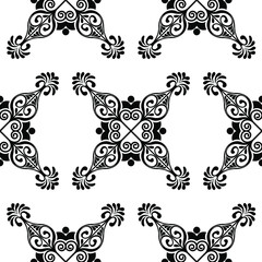 Vintage alpona floral design isolated on white background is in Seamless pattern