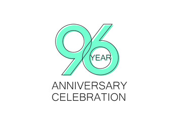 96 year Anniversary, Sleek and Clean Design, Inspired by Comic and Magazine Looks, Pastel Blue Color, Dedicated for invitation, greeting card - Vector