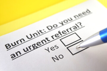 One person is answering question about burn unit.