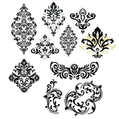 Obraz premium Vector illustration VINTAGE. ornamental floral elements for tattoo, design, cards and prints. Abstract floral vector illustration.