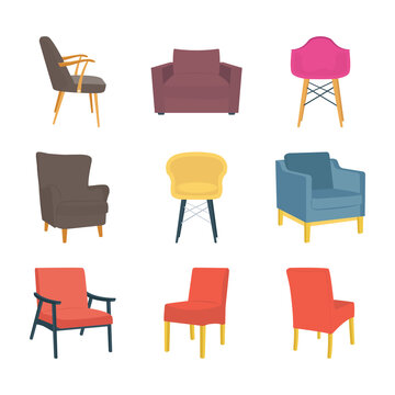 Chairs And Couches Flat Vectors 