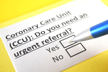 One person is answering question about coronary care unit (CCU).