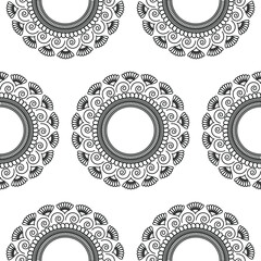 Beautiful Indian Traditional and Cultural Rangoli mandala design concept of floral art isolated on white background is in Seamless pattern