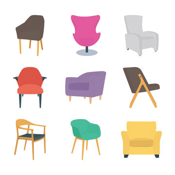 Chairs Flat Icons Set