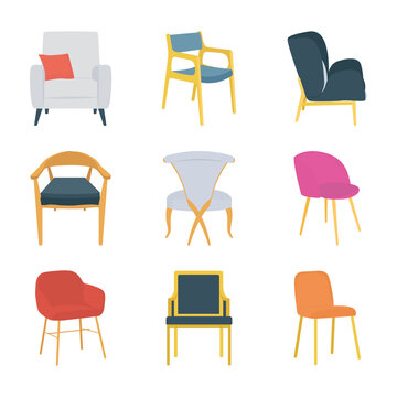 Sitting  Chairs Flat Icons 