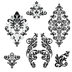 Vector illustration VINTAGE. ornamental floral elements for tattoo, design, cards and prints. Abstract floral vector illustration.