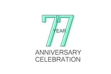 77 year Anniversary, Sleek and Clean Design, Inspired by Comic and Magazine Looks, Pastel Blue Color, Dedicated for invitation, greeting card - Vector