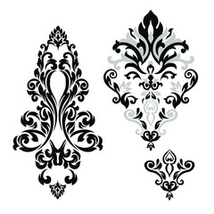 Vector illustration VINTAGE. ornamental floral elements for tattoo, design, cards and prints. Abstract floral vector illustration.