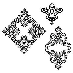 Vector illustration VINTAGE. ornamental floral elements for tattoo, design, cards and prints. Abstract floral vector illustration.