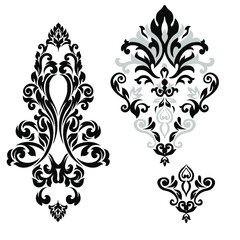 Vector illustration VINTAGE. ornamental floral elements for tattoo, design, cards and prints. Abstract floral vector illustration.