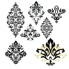 Vector illustration VINTAGE. ornamental floral elements for tattoo, design, cards and prints. Abstract floral vector illustration.