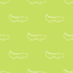 Cute seamless vector pattern with crocodiles