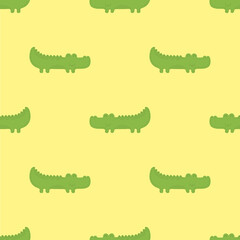 Cute seamless vector pattern with crocodiles