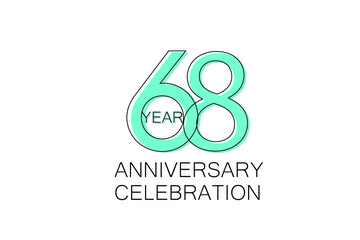 68 year Anniversary, Sleek and Clean Design, Inspired by Comic and Magazine Looks, Pastel Blue Color, Dedicated for invitation, greeting card - Vector