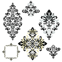 Vector illustration VINTAGE. ornamental floral elements for tattoo, design, cards and prints. Abstract floral vector illustration.