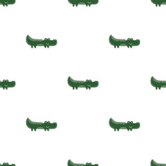 Cute seamless vector pattern with crocodiles