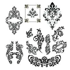 Vector illustration VINTAGE. ornamental floral elements for tattoo, design, cards and prints. Abstract floral vector illustration.