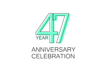 47 year Anniversary, Sleek and Clean Design, Inspired by Comic and Magazine Looks, Pastel Blue Color, Dedicated for invitation, greeting card - Vector