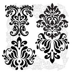 illustration VINTAGE. ornamental floral elements for tattoo, design, cards and prints. Abstract floral vector illustration.
