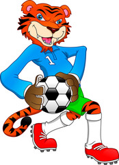 cute tiger playing football